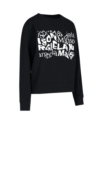 Shop Maison Margiela Slogan Print Sweatshirt In Black