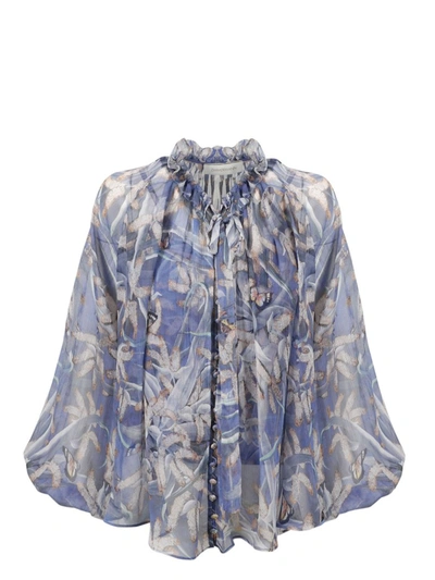 Shop Zimmermann Botanica Drawn Swing Blouse In Multi