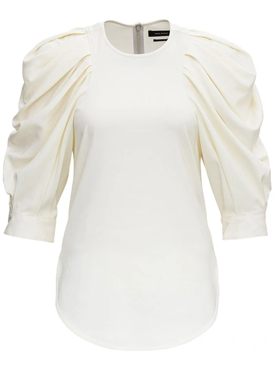 Shop Isabel Marant Surya Puff Sleeve Top In White