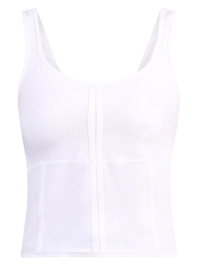 Shop Pinko Scoop Neck Cropped Tank Top In White