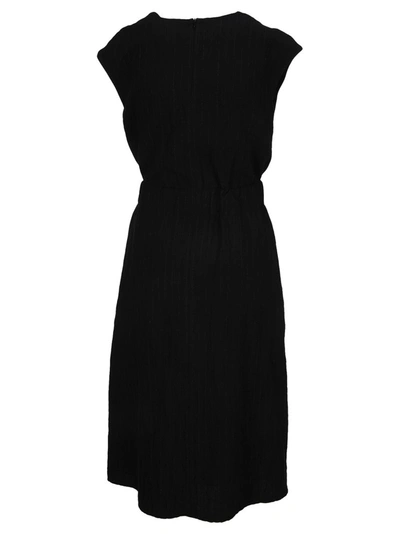 Shop Loewe Belted Sleeveless Midi Dress In Black