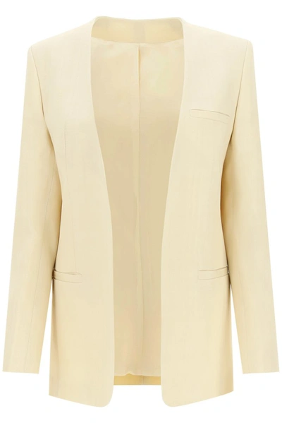 Shop Totême Collarless Blazer In Beige