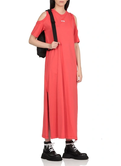 Shop Msgm Logo Printed Maxi T In Red