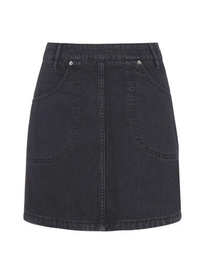 Shop Kenzo Denim Mini Skirt In Black