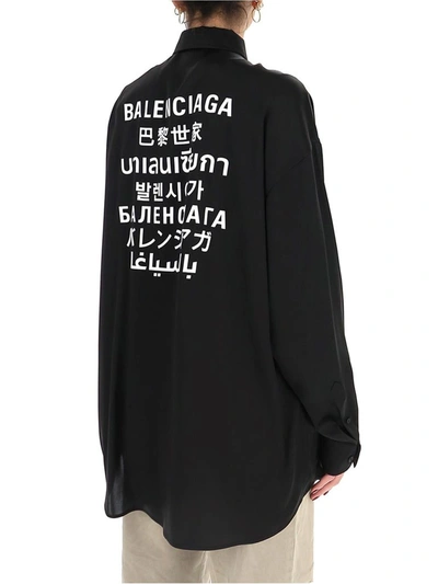 Shop Balenciaga Languages Logo Printed Shirt In Black
