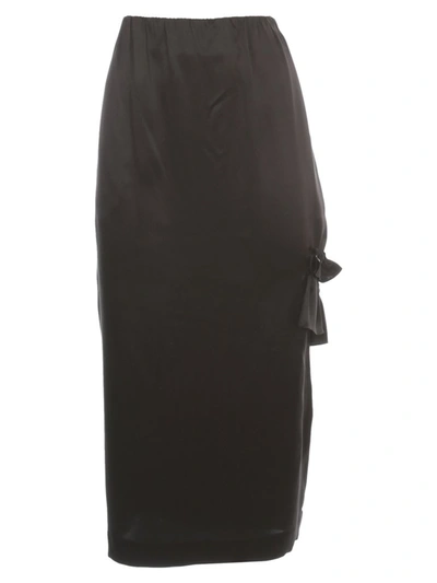 Shop Simone Rocha Ruffle Detailed Midi Skirt In Black