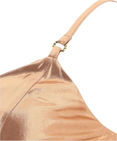 Shop Elisabetta Franchi Metallic Effect Asymmetrical Dress In Gold