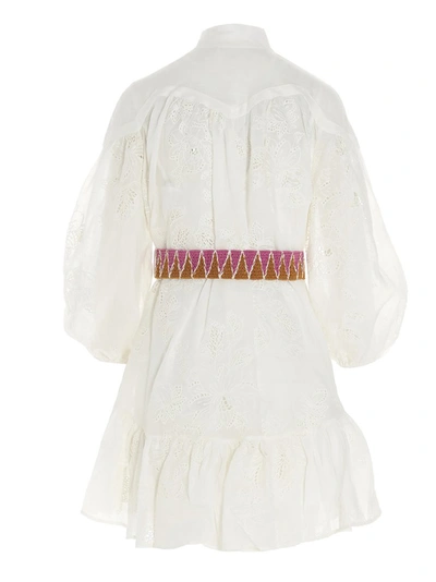 Shop Zimmermann Riders Panelled Mini Dress In White