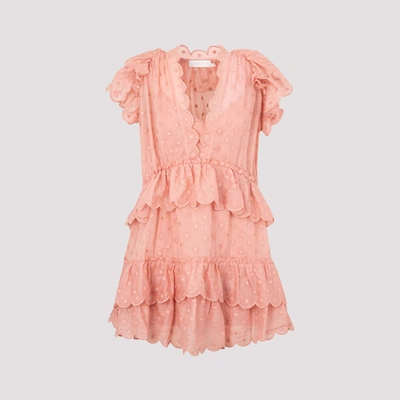 Shop Zimmermann Mae Dot Mini Dress In Pink