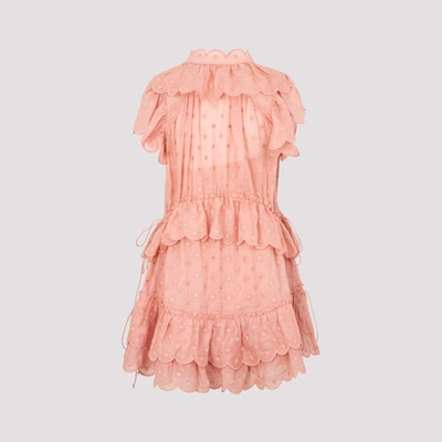 Shop Zimmermann Mae Dot Mini Dress In Pink