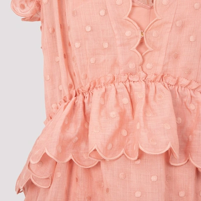 Shop Zimmermann Mae Dot Mini Dress In Pink