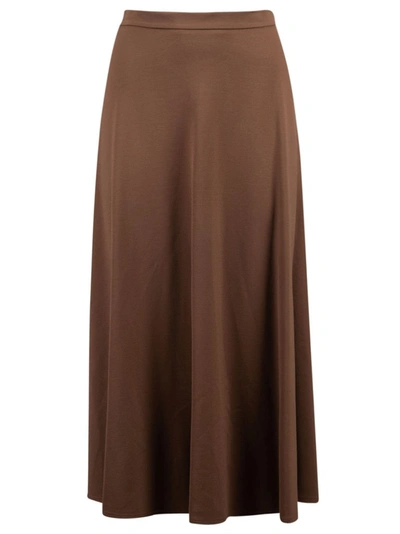 Shop Max Mara Pleated Midi Skirt In Brown