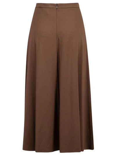Shop Max Mara Pleated Midi Skirt In Brown