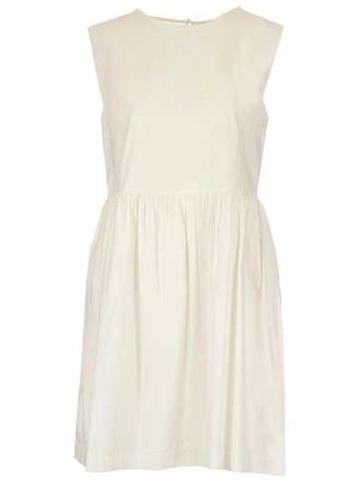 Shop Woolrich Flared Sleeveless Mini Dress In White