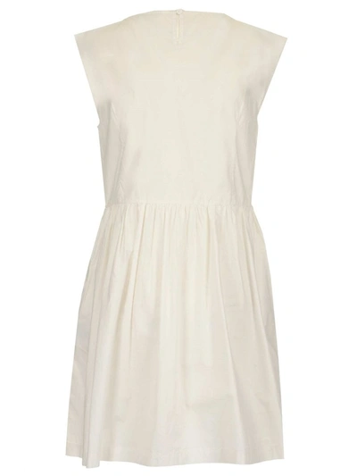 Shop Woolrich Flared Sleeveless Mini Dress In White