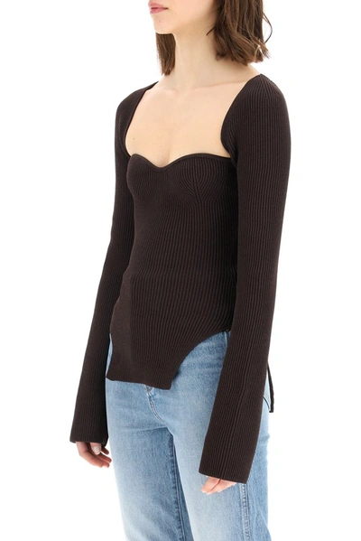 Shop Khaite Maddy Bustier Knit Top In Brown