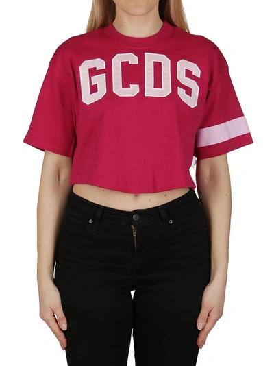 Shop Gcds Coulisse Cropped Ruched T In Pink