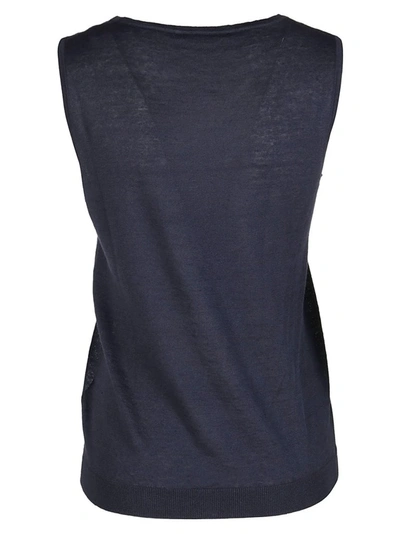 Shop Agnona Sleeveless Scoop Neck Tank Top In Navy