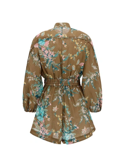 Shop Zimmermann Floral Print Belted Playsuit In Multi