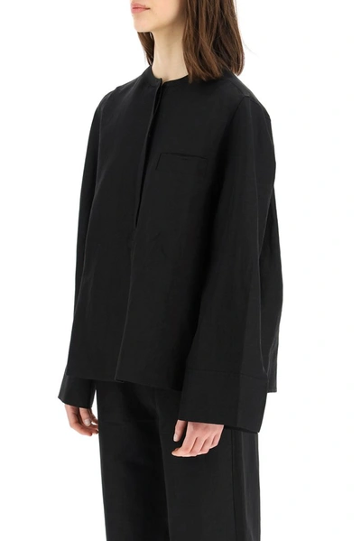 Shop Totême Half Button Shirt In Black