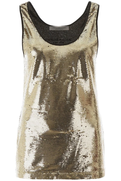 Shop Philosophy Di Lorenzo Serafini Sequined Top In Gold