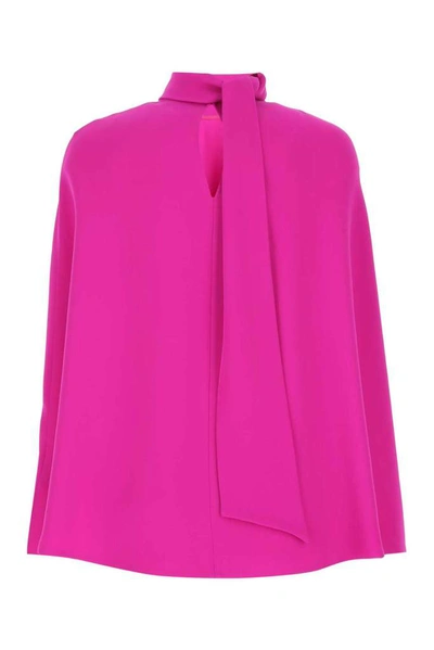 Shop Valentino Cady Couture Cape Top In Pink