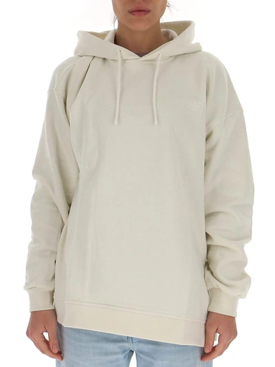 Shop Ganni Isoli Logo Embroidered Hoodie In White