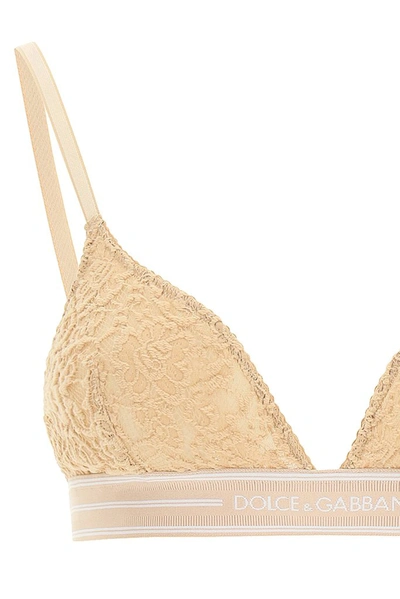 Shop Dolce & Gabbana Triangle Bra In Beige