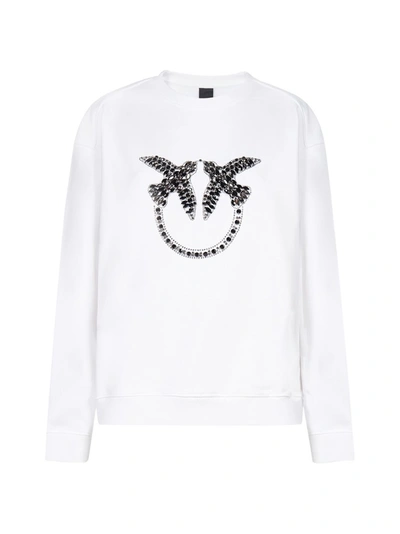 Shop Pinko Crystal Embellished Sweatshirt In White