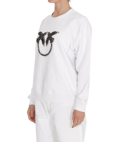 Shop Pinko Crystal Embellished Sweatshirt In White