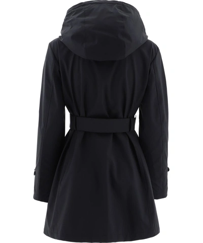 Shop Woolrich Fayette Belted Trench Coat In Black