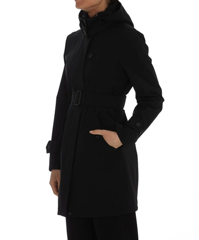 Shop Woolrich Fayette Belted Trench Coat In Black