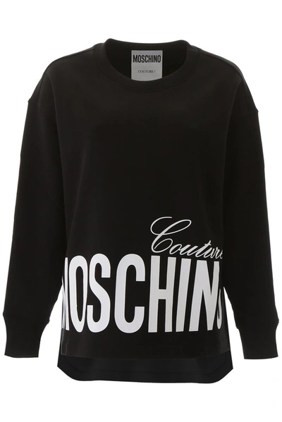 Shop Moschino Couture Logo Print Sweatshirt In Black