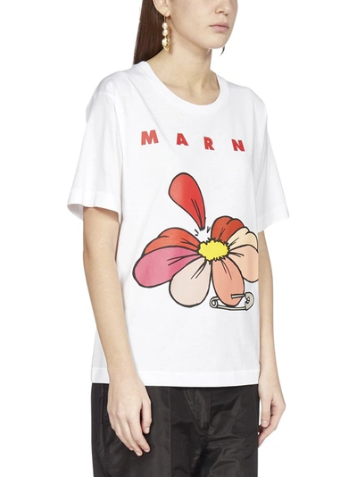 Shop Marni Floral Logo Print T In White
