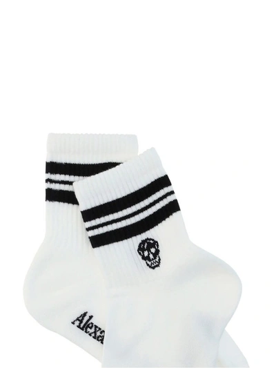 Shop Alexander Mcqueen Skull Logo Intarsia Socks In White