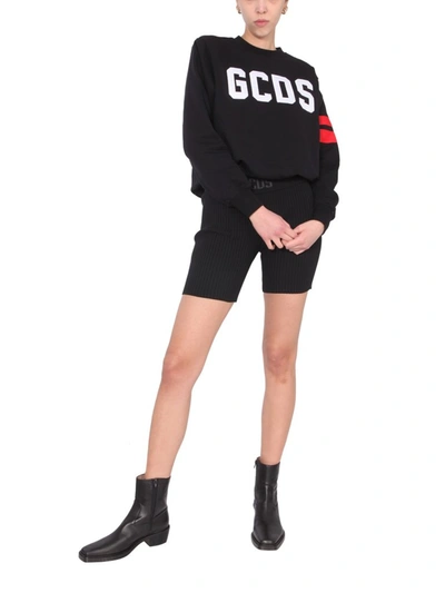 Shop Gcds Logo Waistband Cycling Shorts In Black