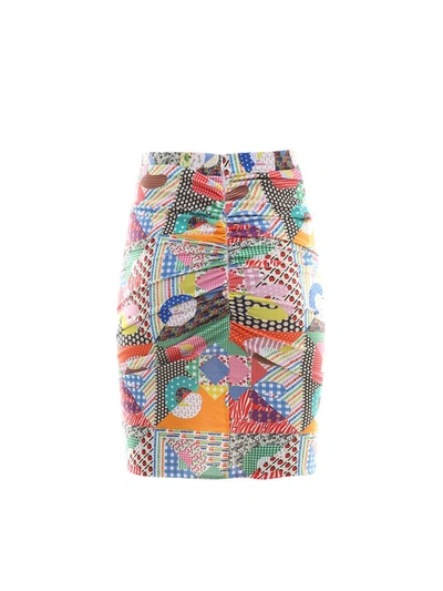 Shop Gcds Patchwork Patterned Ruched Skirt In Multi