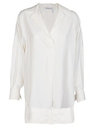 Shop Agnona Belted Sleeve Collared Blouse In White