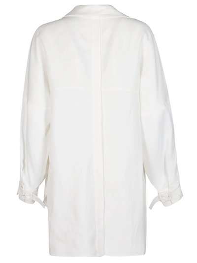 Shop Agnona Belted Sleeve Collared Blouse In White