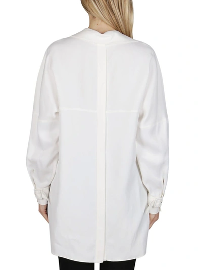 Shop Agnona Belted Sleeve Collared Blouse In White