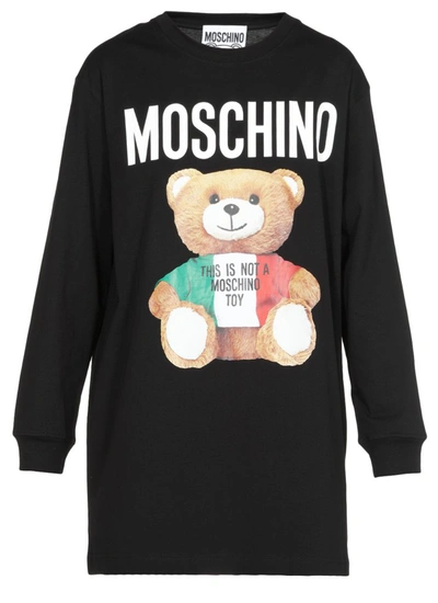 Shop Moschino Italian Teddy Bear Long In Black