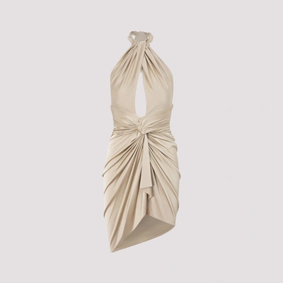Shop Alexandre Vauthier Ruched Sleeveless Mini Dress In Beige