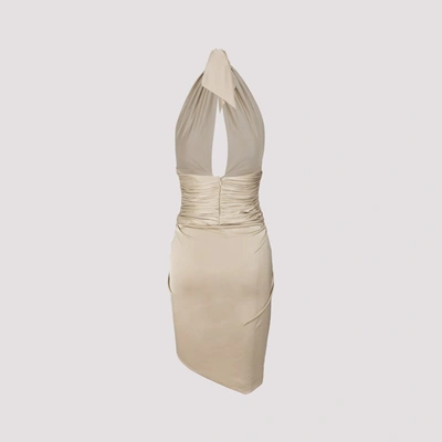 Shop Alexandre Vauthier Ruched Sleeveless Mini Dress In Beige