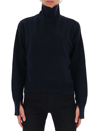 Shop Max Mara 's  Turtleneck Knitted Sweater In Blue