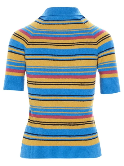 Shop Miu Miu Short Sleeve Striped Cardigan In Multi