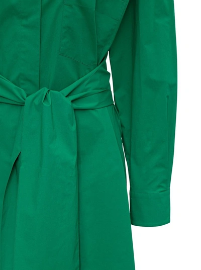 Shop Alexandre Vauthier Tie Front Midi Shirt Dress In Green