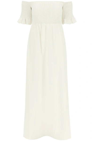 Shop Staud Mae Vegan Leather Maxi Dress In White