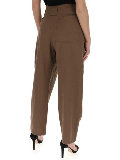Shop Lemaire Tie Belt Cropped Pants In Brown