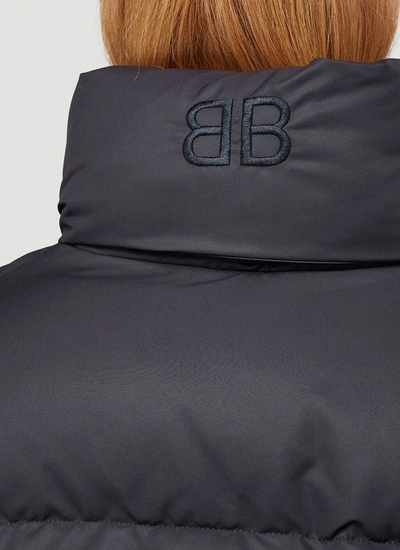 Shop Balenciaga Bb Logo Puffer Jacket In Black