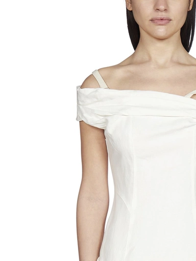 Shop Jacquemus Strap Shoulder Mini Dress In White